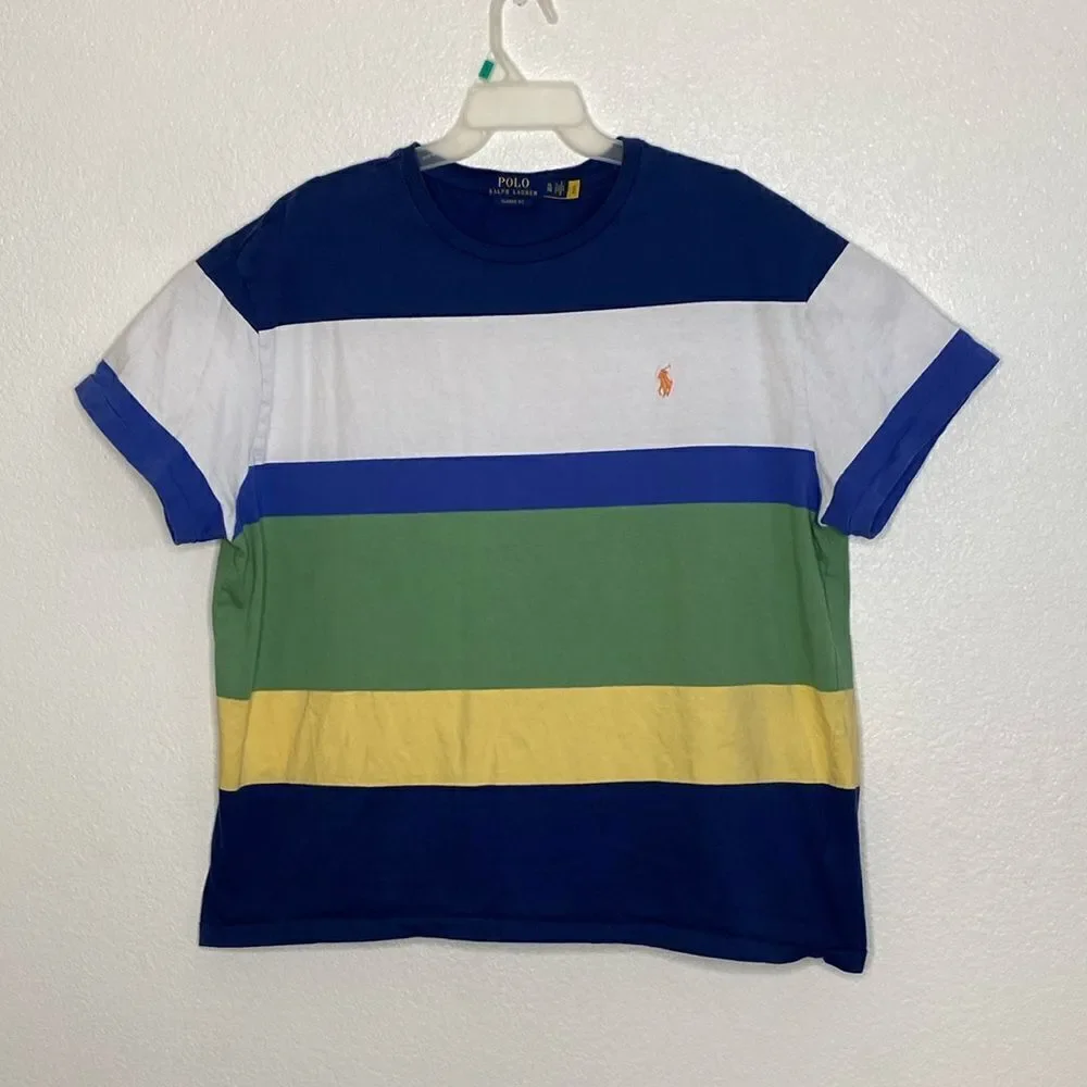 POLO Ralph Lauren Men’s Classic Fit Striped Multi Colored T Shirt Size XL